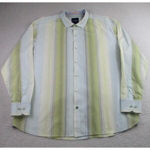 Tommy Bahama Shirt Mens 2XL Green Blue Stripe Long Sleeve‎ Button Front Casual